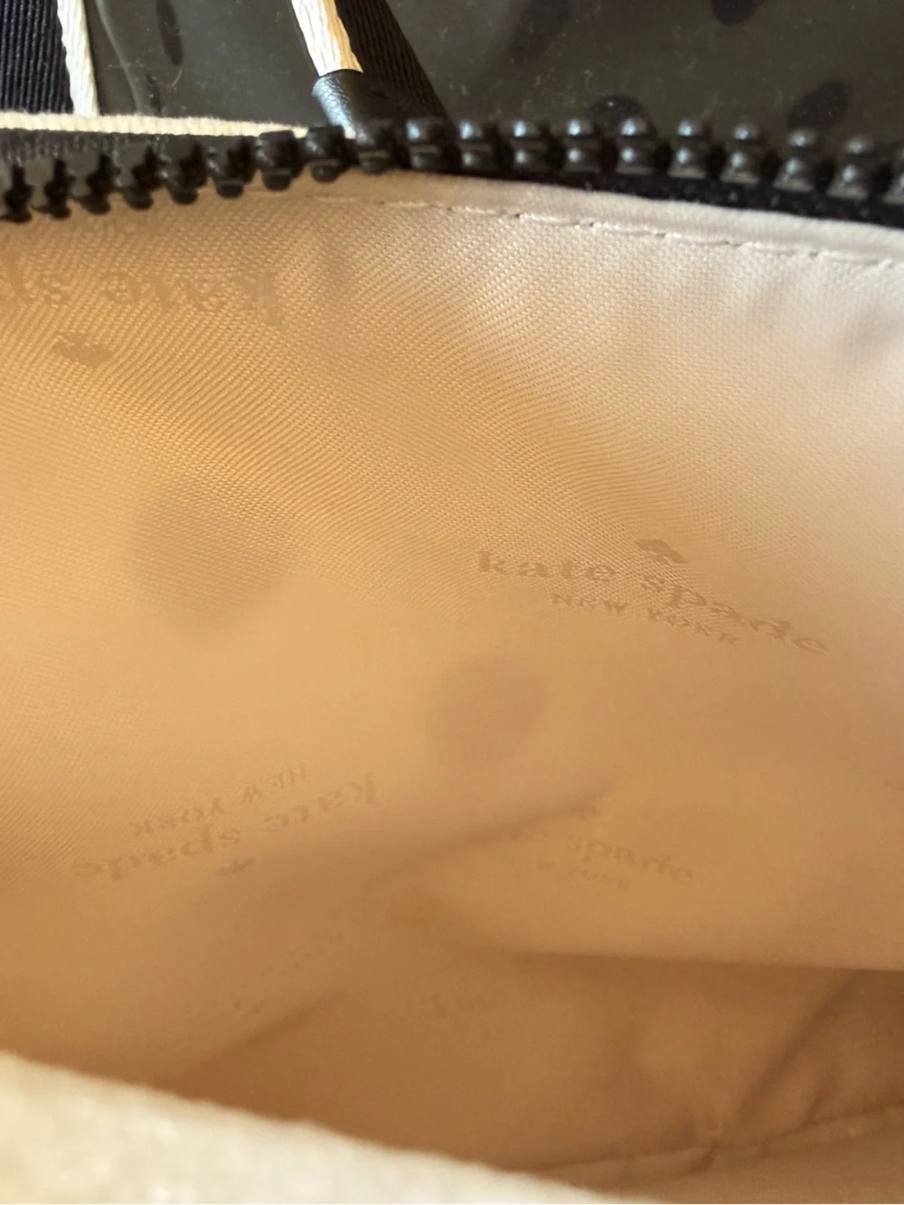 Like-new Kate Spade  Black & White Clear Tote with Polka Dot Pouch